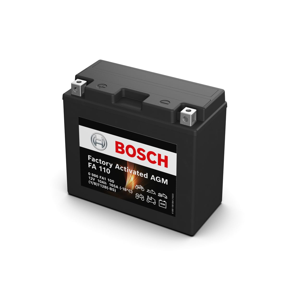 Bosch FA110 Battery For Motorcycles AGM - 12V 165A 10Ah - Suitable For - View #3