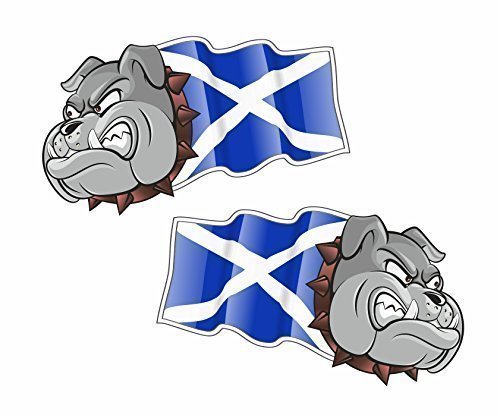 Sticar-it Ltd Handed Pair Of Scottish Saltire Scotland Flag Bulldog Mascot Vinyl Car Bike Helmet Stickers Decal Large 150mm wide