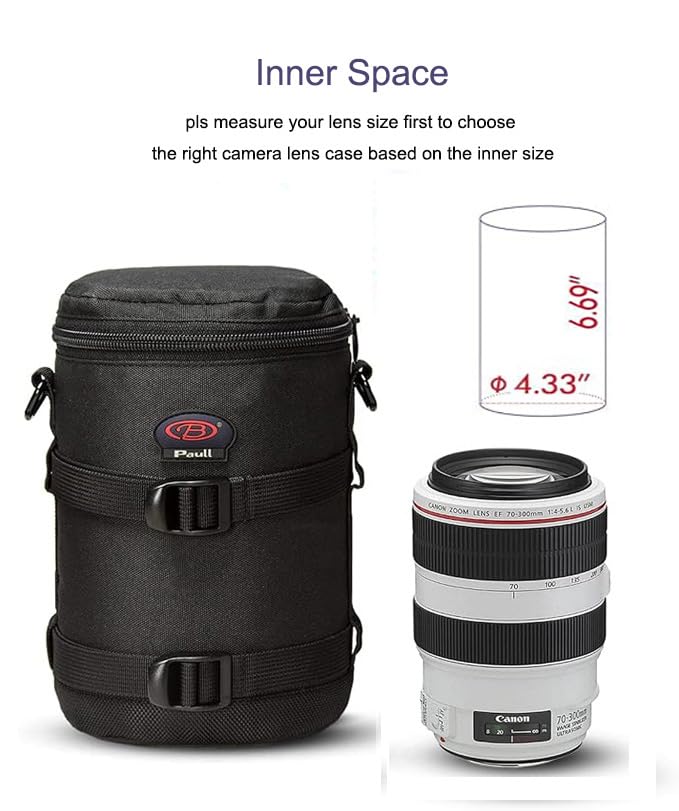 Camera Lens Case DSLR Camera Lens Bag Fits for Canon Nikon Pentax Sony Olympus Panasonic and Other Camera Lens