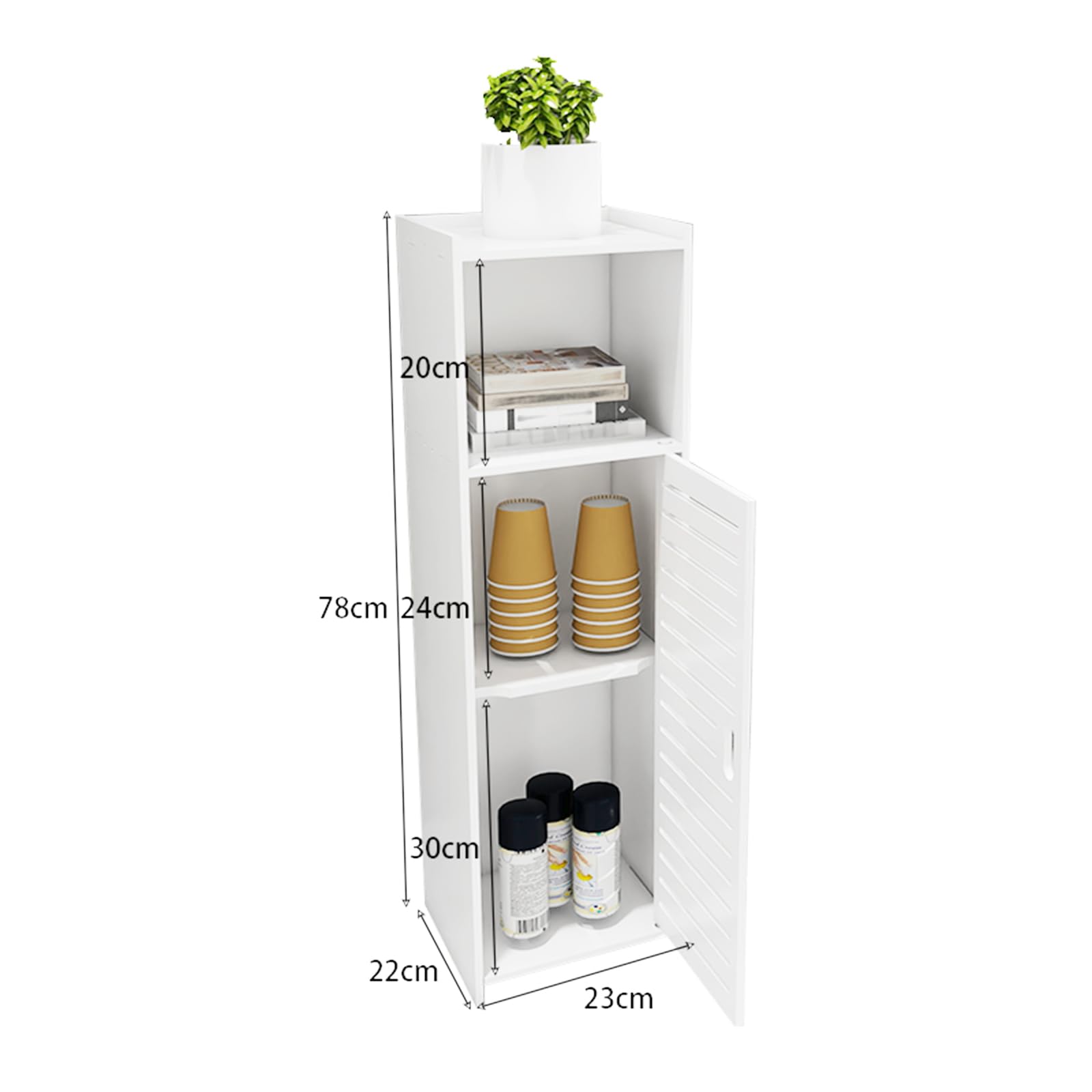 Wysoka szafka łazienkowa zajmująca mało miejsca szafka do przechowywania WC nizer na niezbędne przybory toaletowe uchwyt na papier toaletowy 23 x 22 x 78 cm – stylowe futro łazienkowe.