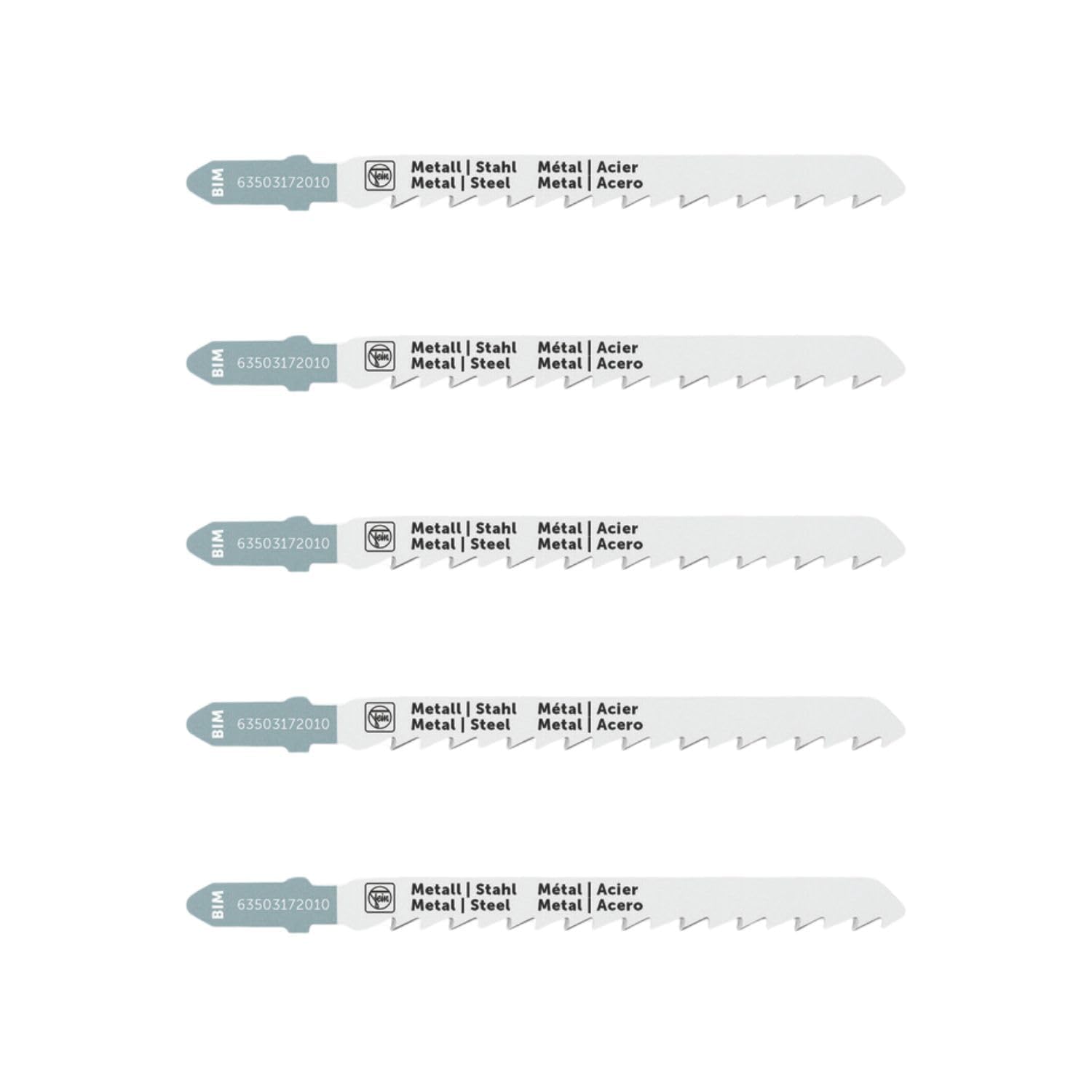 FEIN Jigsaw blade F-IRON Jig 26 AS for metal BIM 75 T1.2/2.5 MS SC. For sheet material and metal, non-ferrous metal, aluminum, stainless steel, INOX, sheet steel, medium thick steel pipes PU=5 pcs.