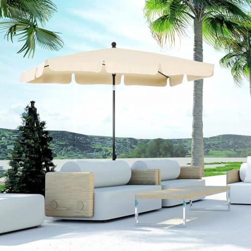 Sombrilla rectangular contra el calor en la playa con botón de inclinación 2