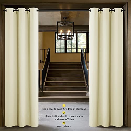 Image of NICETOWN Door Curtain for Doorway Privacy, Beige Curtains 144 Inch Length, Room Divider Curtain Cover, Blackout Temporary Insulated Closet Curtain for Bedroom Closet (1 Panel, 5ft Wide)