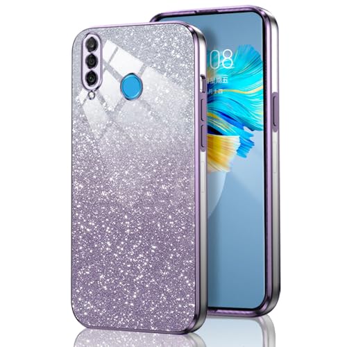 GOGME Glitter Cover per Huawei P30 Lite, Tlaio Elettrolitico Silicone TPU Antiurto Trasparente/Brillare Protective Custodia. Nero