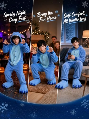 Image of acdiac Unisex Soft Monster Claw Slippers Fun Dino Slippers Animal Paw Shoes For Men Women Boy Girl With Home Halloween Party Cosply Costume Footwear