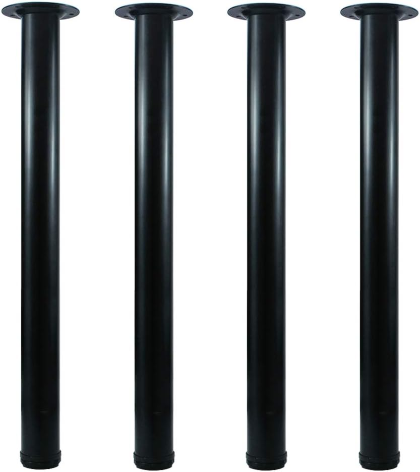 QLLY 26 inch Adjustable Tall Metal Desk Legs, Office Table Furniture Leg Set, Set of 4 (26 inch, Black) 26 inch Black
