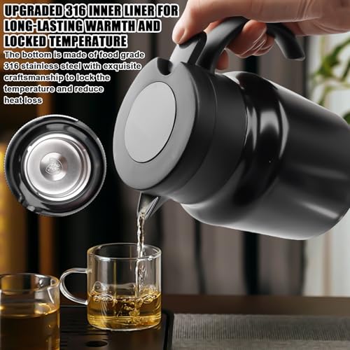 1L Thermoskanne mit Teesieb, Isolierkanne mit Temperaturanzeige Edelstahl Doppelwand Teekanne Thermo Kaffeekanne Thermo für Kaffee, Tee und Milch