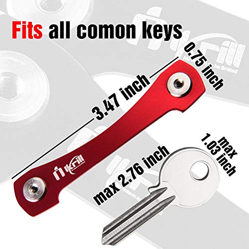 Smart Compact Key Holder & Key Organizer Keychain-Pro with Premium Accessories and Smart Key Ring/loop for Car Keys & Pocket Key Holder, Bottle Opener and Carabiner up to 20 Keys (Red))