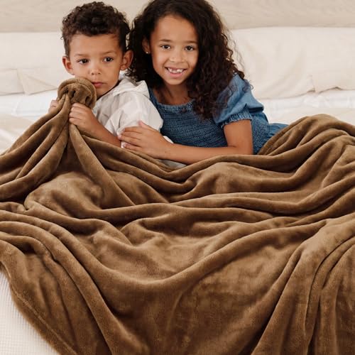 Image of Bedsure GentleSoft Brown Throw Blanket for Couch - 300GSM Soft Cozy Fleece Blankets for Home Decor Gifts, 50x60 Inches