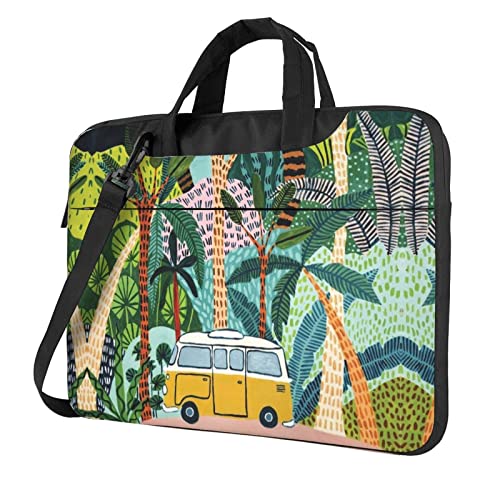 Bolso para portátil unisex con diseño de carro amarillo en bosque miniatura 1