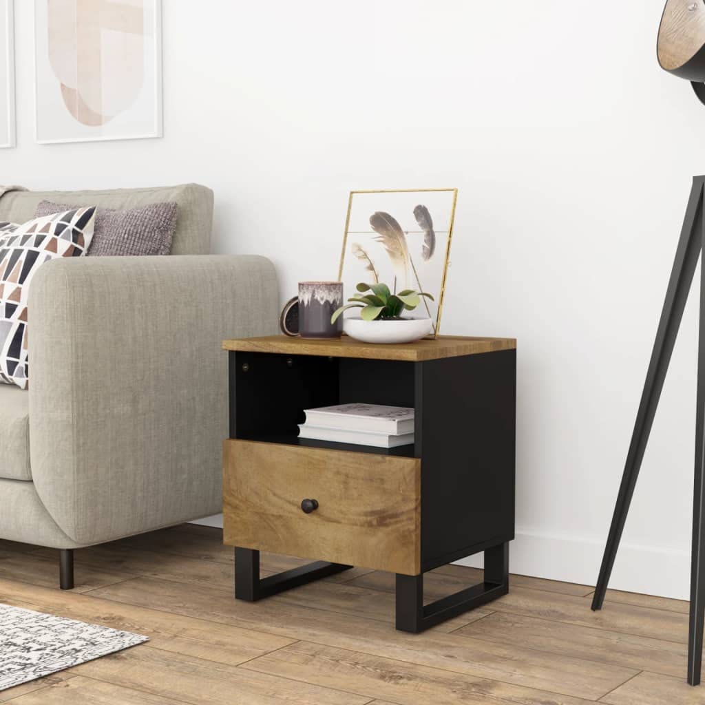 Table de Chevet Style Industriel Vintage Scandinave 40x31x46 cm
