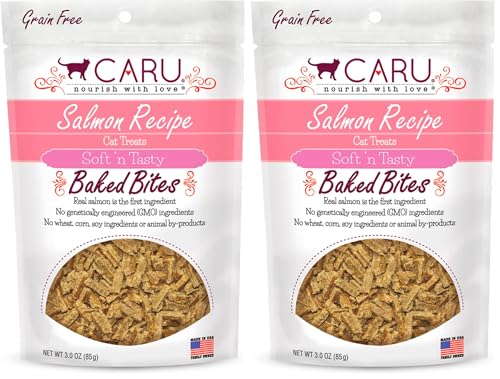 Caru - Soft ‘n Tasty Baked Bites - Salmon Bites Cat Treats - Flavorful All-Natural Treats - 3 oz. (Pack of 2)
