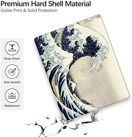 Berkin Arts Compatible with MacBook Air 13 inch Cover, 2022-2018 Release A1932 with Touch ID with Keyboard Cover & Screen Protector Ukiyo-e (The Great Wave by Hokusai)