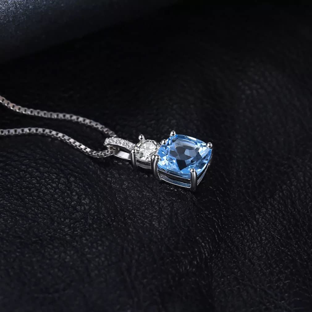 Collana con Ciondolo in Argento Sterling 925 con Topazio Azzurro Naturale da 1,9 ct per Donna Girocollo con Pietre preziose Senza Catena