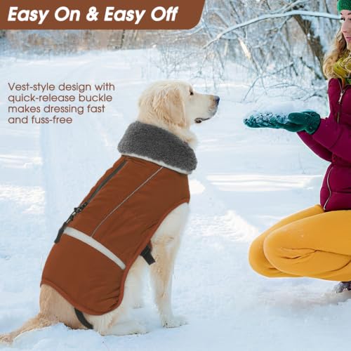 Image of QBLEEV Warm Dog Coat, Reflective Dog Jacket, Waterproof Dogs Winter Coat