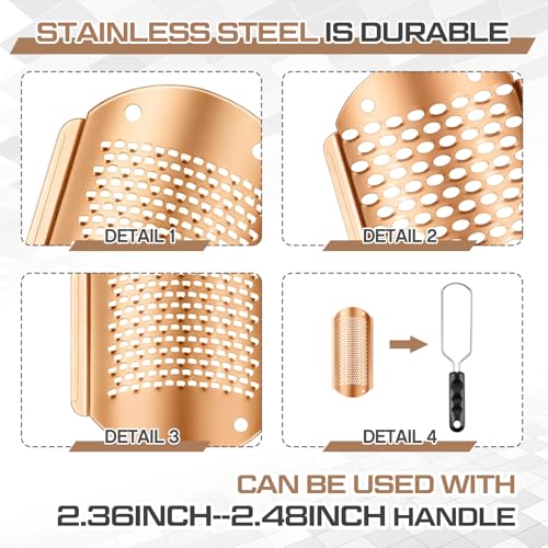 Image of Moxweyeni 8 Pack Rose Gold Foot File Callus Remover Replacement Blades Metal Pedicure Rasp Hard Skin Remove Scrubber Stainless Steel 2 Designs Big /fine Hole for Detachable Foot Grater