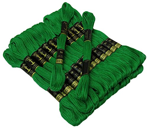 Image of Cross Stitch Hand Embroidery Thread Stranded Cotton Craft Sewing Floss 25 Skeins-Green