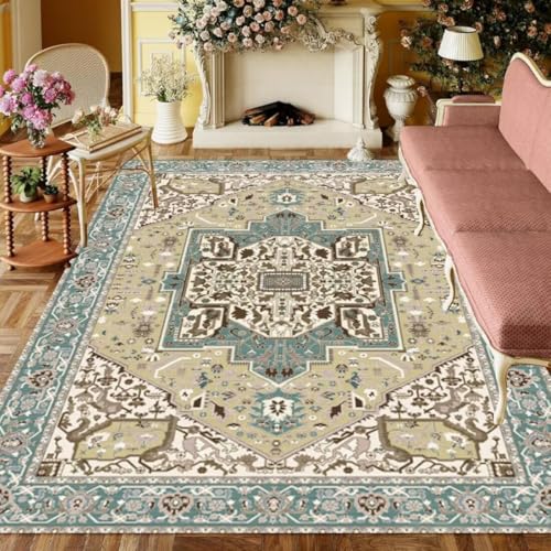 Tapis de salon bleu clair 80x160 résistant à l'usure et durable rétro - 2