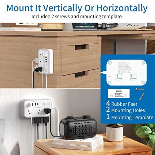 Travel Power Strip with USB Ports Bundle, NTONPOWER Desktop USB Power Strip, 5ft Portable Extension Cord with USB Ports, Nightstand Desktop Charging Station for Home Office Dorm Room Cruise, White - image 6