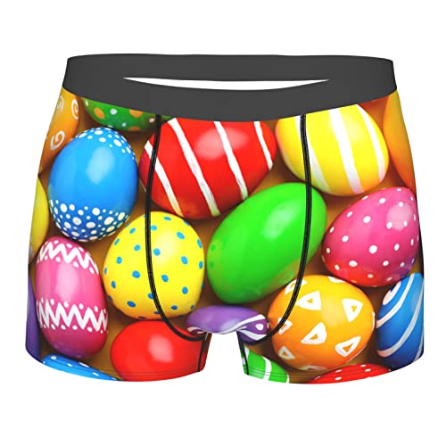 Boxershorts Frohe Ostern, Bunte Eier Men Retroshorts Hautfreundlich Herren Unterwäsche Atmungsaktiv Men Unterwäsche Für Mann, Ehemann, Junge M