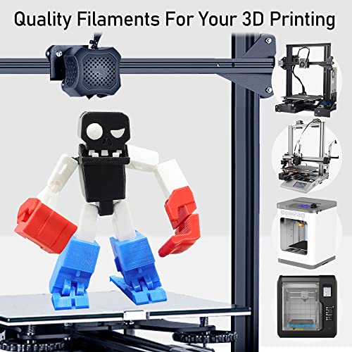 Image of 1.75mm Normal PLA 4 Most Basic Colors Bundle Pack: Black Red White Blue, Each Spool 250g, 4 Spools Packed, Total 1Kg 3D Printing Filament Material with One Extra 3D Print Tool by MIKA3D