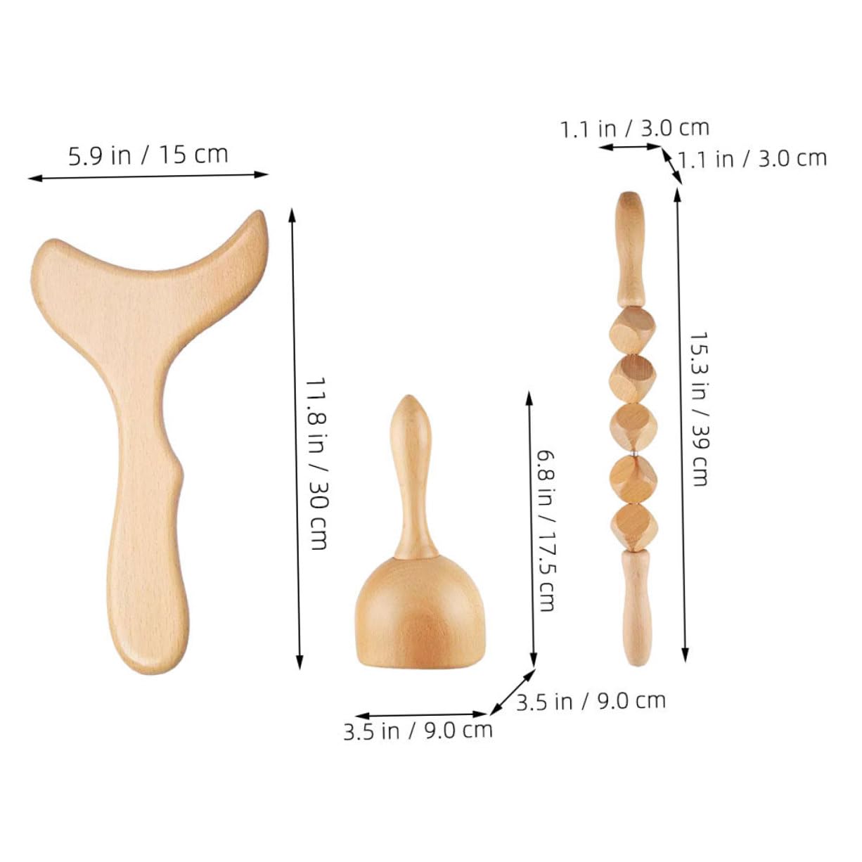 Kit di Strumenti per Massaggio Corpo in Legno Rullo e Tavoletta per Massaggio e Agopressione, Leggero e Portatile per Uso Domestico
