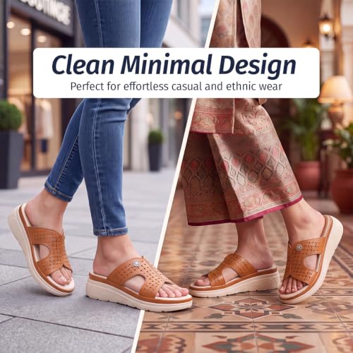 Image of YOHO SDL 111 Slides for Women | Orthopedic & Soft Sandal for Ladies | Fancy Slippers /Chappal For Girls | Stylish Heeled Wedhes for Everyday Wear