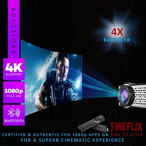 Image of E GATE Zen 4X Brighter Projector + (Certified Netflix, Prime, Hotstar & More) | 400 ISO & 840fc Mega Brightness | FHD 1080p Native | VGA, HDMI, USB, Bluetooth