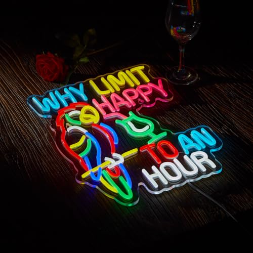Image of Bar Sign Why Limit Happy To An Hour Beer Tiki Bar Neon Signs
