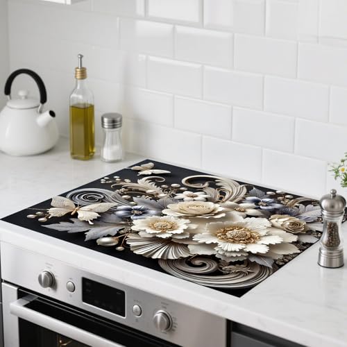 Image of Nuxovilar Stove Top Cover for Electric Stove, 20x28 Inch Polyester Glass Cooktop Protector, for Kitchen Decor & Daily Use