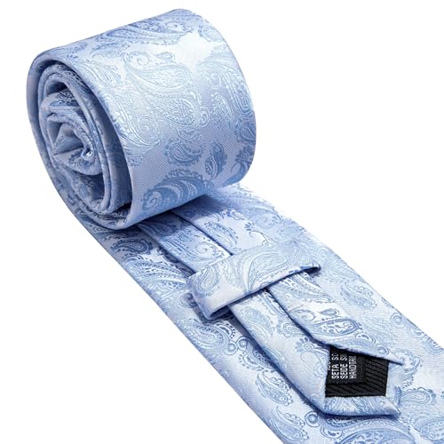 Image of Barry.Wang Paisley Tie Fashion Set Hanky Cufflinks Neckties for Men Woven Silk