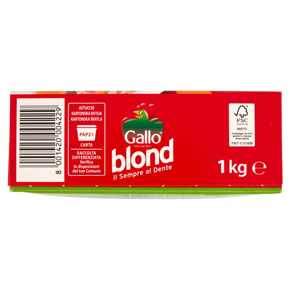 Italian Gourmet Riso Blond versatile riso italiano 9 x 1 kg, tiempo de cocción 5 min. | Pronto in pochi minuti, granulado y ligero, se adapta a ensaladas, guarniciones, peso neto total 9 kg + Polpa 400 g