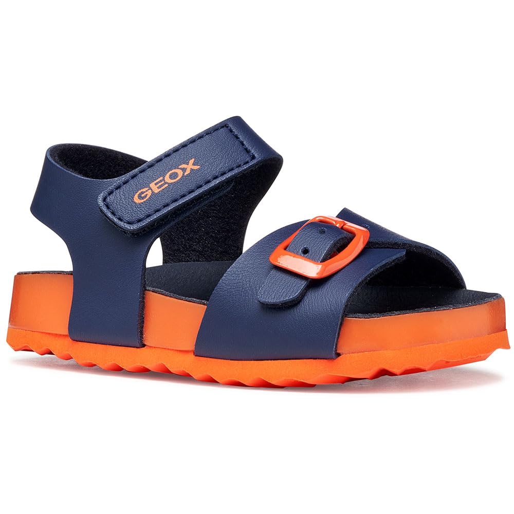Geox B Chalki Boy Sandal, Navy/Orange, 26 EU