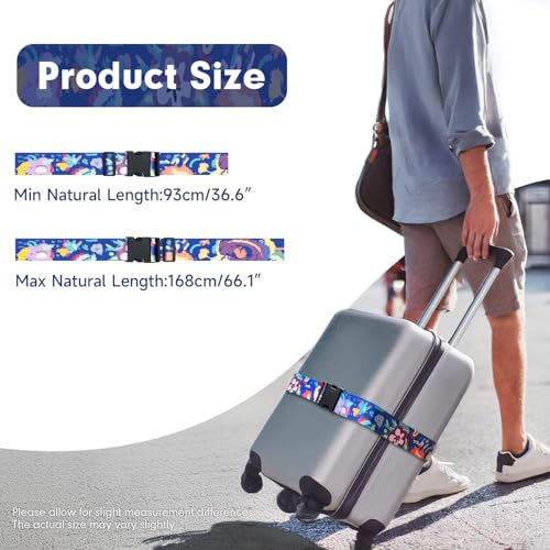 Image of Luggage Straps for Suitcases, Eye-catching Suitcase Strap, Adjustable Travel Belt Accessories Luggage Connector Identifiers Over Handle with Buckle,Suitcase Straps to Hold Suitcases Together (Blue)