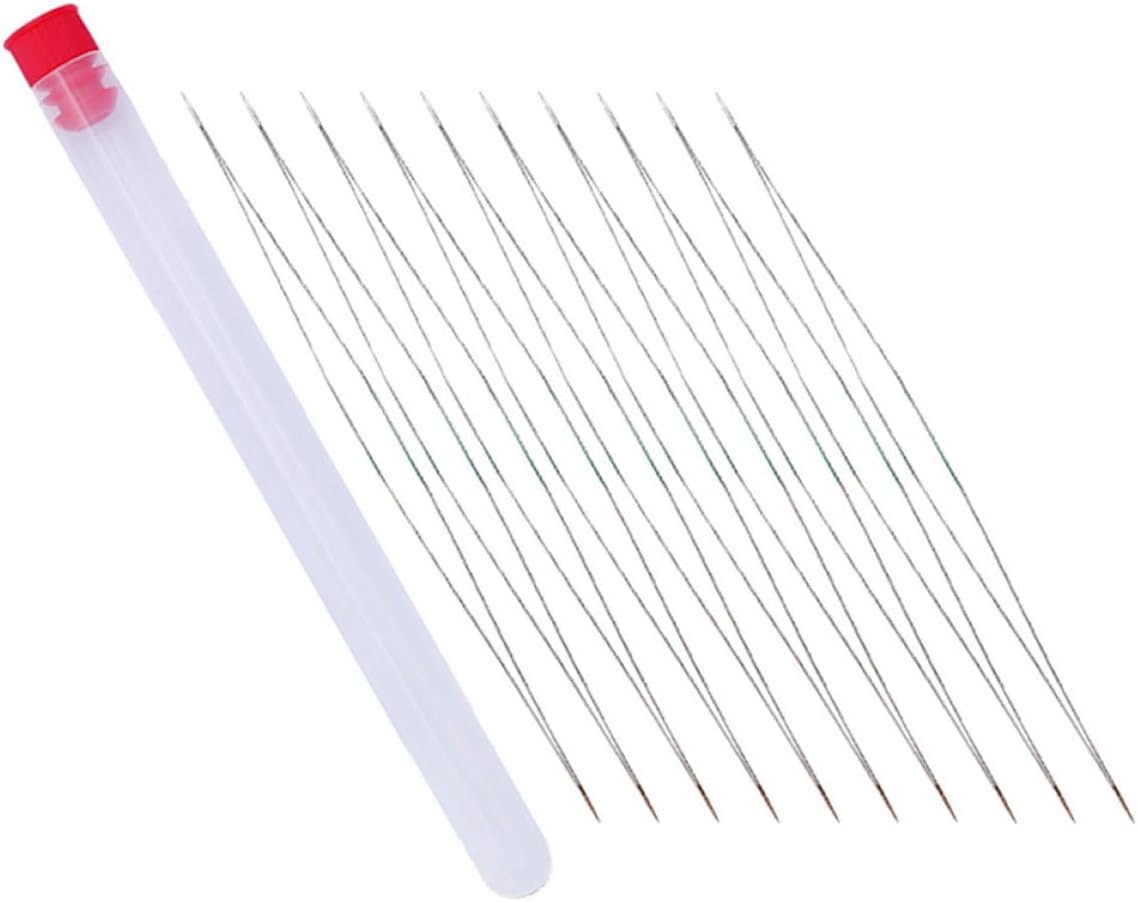 SEWACC Beading Needles Set with Storage Box, 12.6Cm Long Manual Sewing Beading Needles for DIY Jewelry Making and Crafts, 10 Pieces for Hand Threading and Beadwork