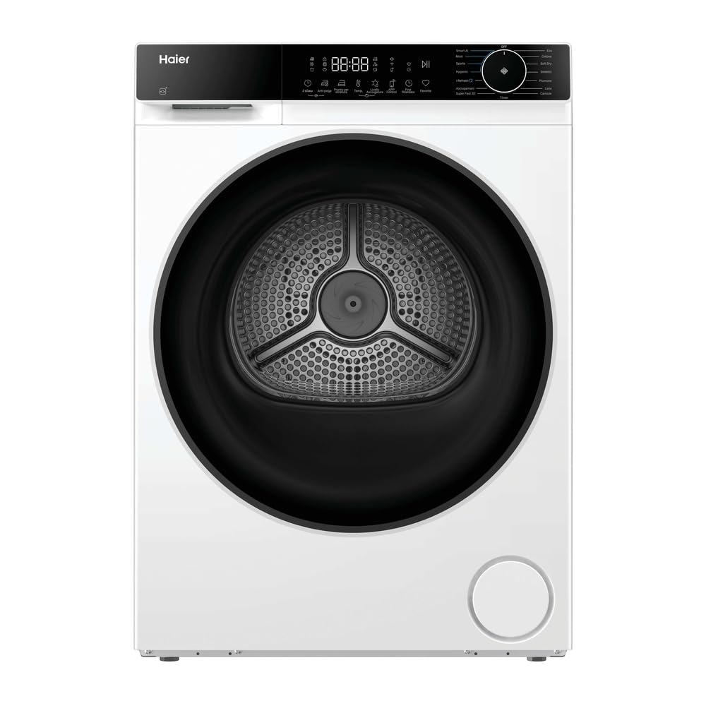Haier X Serie 5 Asciugatrice 8 Kg a Pompa di Calore, Libera Installazione, Classe D, I-Refresh, Hygienic Care, Smart AI Drying, Filtro 3in1, Wi-Fi e App hOn, 84.5x59.5x59.3 cm, Bianca – HD80-D357U1-IT