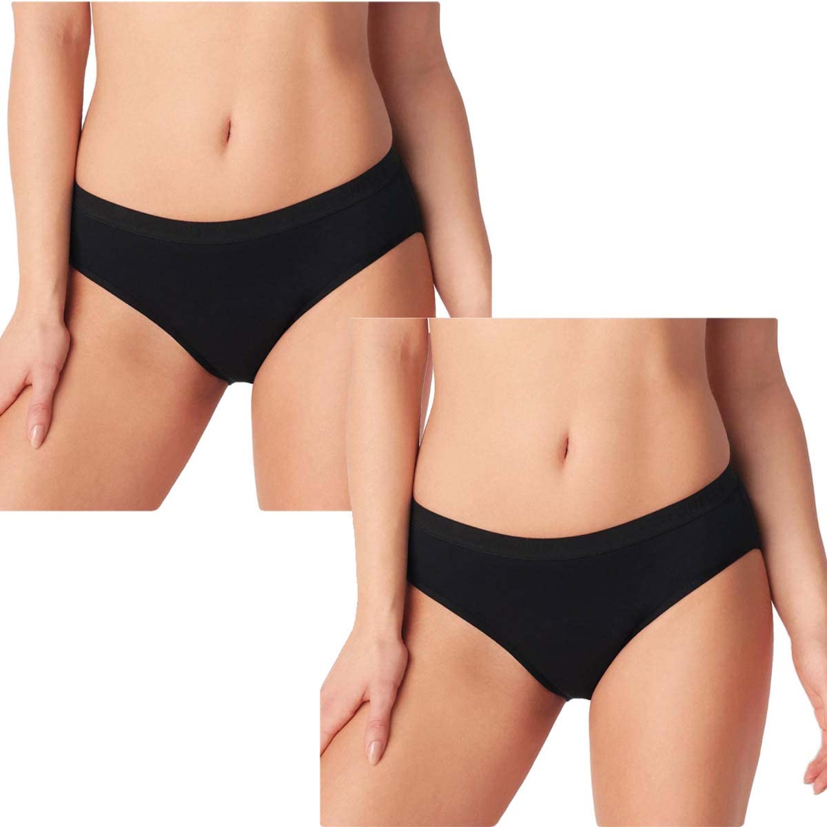 Cotonella 2 piezas de Period Panties ADB62 Bragas de Ciclo Menstrual Flujo Medio, Mujer Negra 4/L