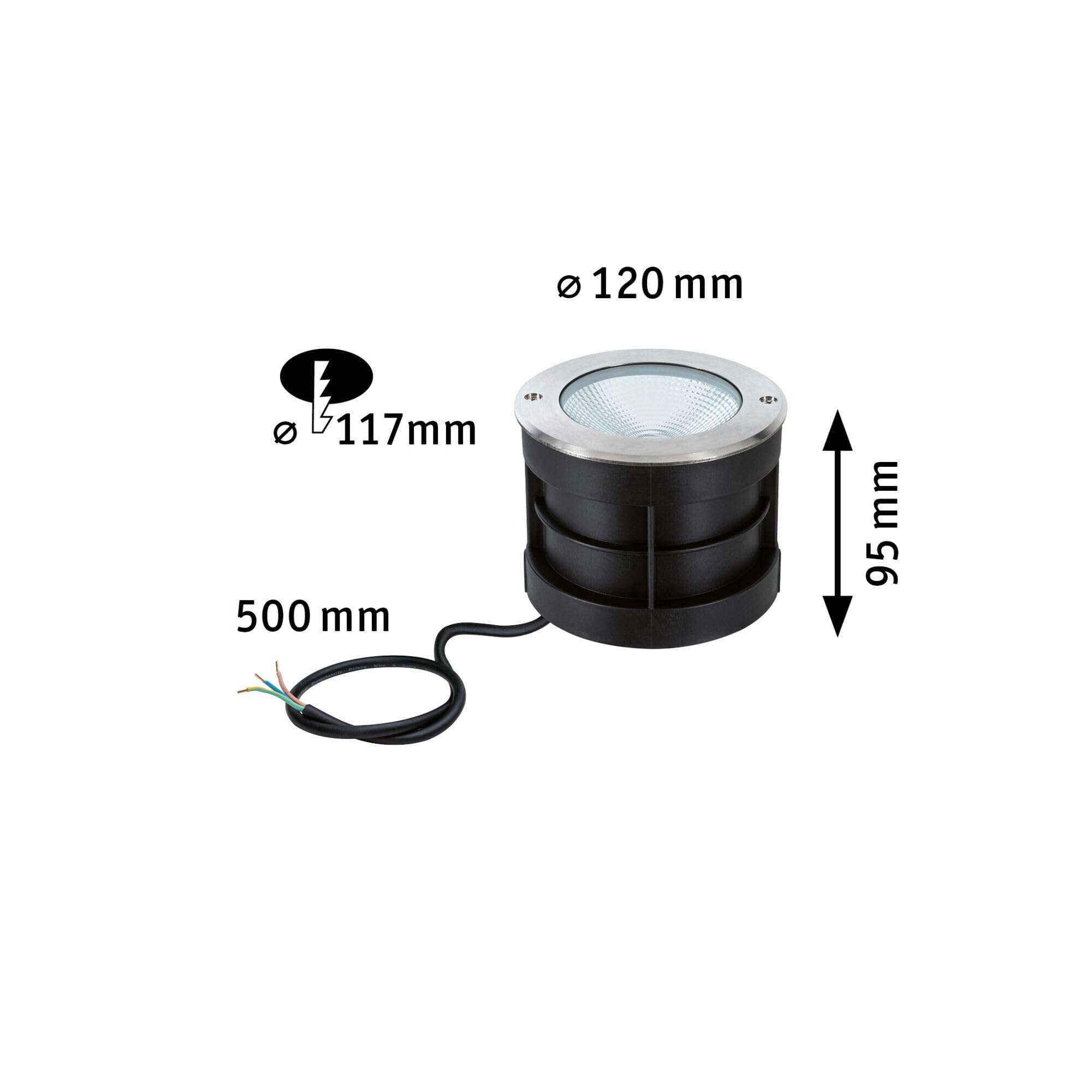 Paulmann 94387 LED oprawa zewnętrzna oprawa dogrunt. Floor IP67 w kompl. 1x6 W stal szlachetna lampa zewnętrzna stal szlachetna, aluminium 3000 K