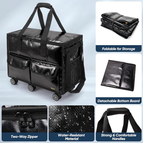 Image of BALEINE Reusable Grocery Bag on Wheels, Foldable Rolling Tote Bag