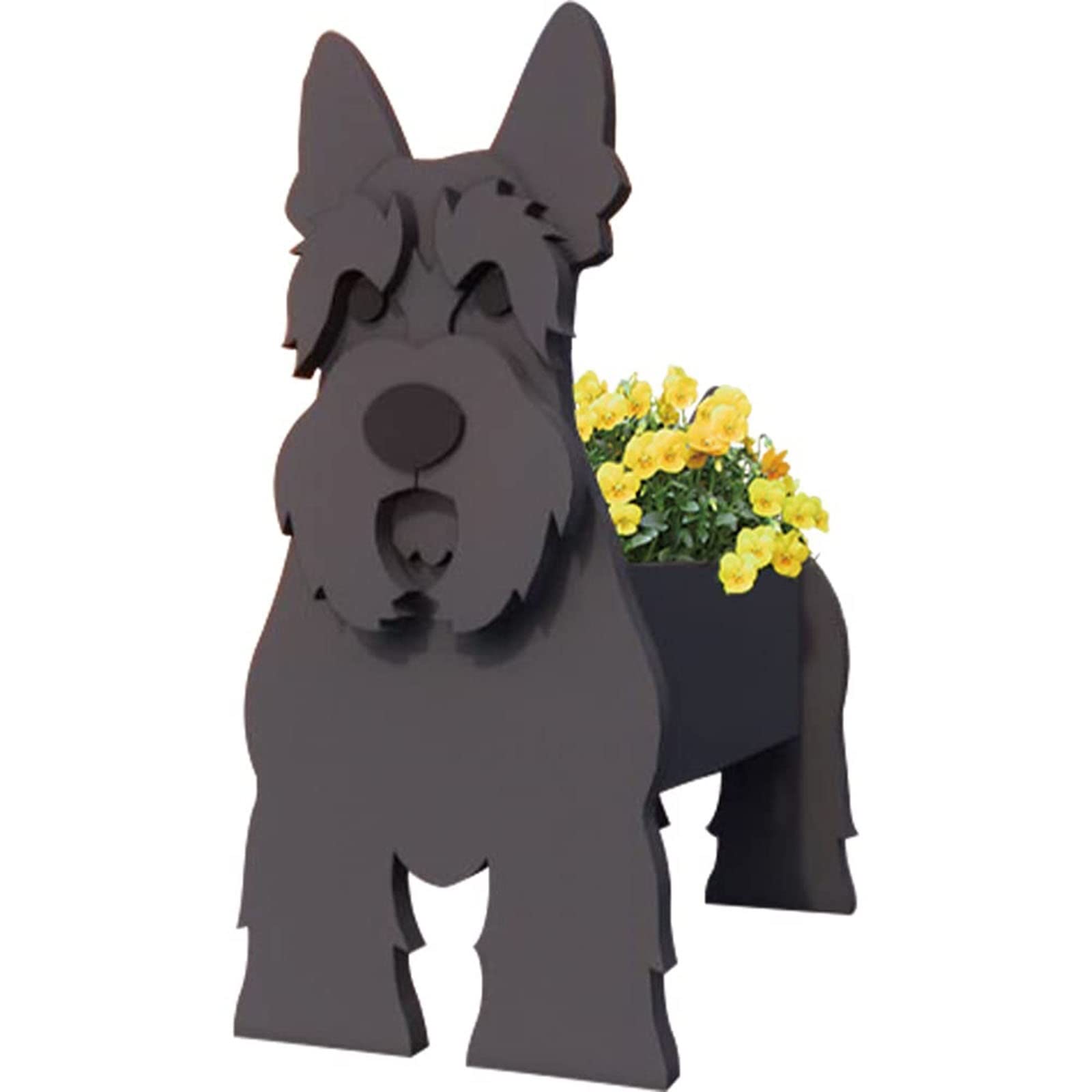 TTiiLoe Cute Dog Planter, Collie Grey Plant Pots, PVC Herb Garden Flower Pots, Dog Cartoon Shaped Plant Container Holder, Gifts for Pet Lovers, 43x25cm/16.92x9.84in