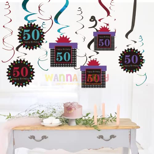 Image of Wanna Party 50Th Birthday Swirl Decoration (Pack of 12),Multicolor