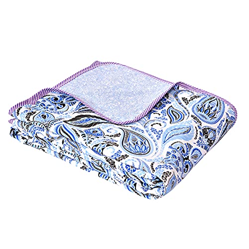 Image of Appy Nature Dohar Cotton, AC Dohar Double Bed, Blanket for Summer Cotton 84 inchx 96 inch Indigo Blue Leafy, Pack of 1