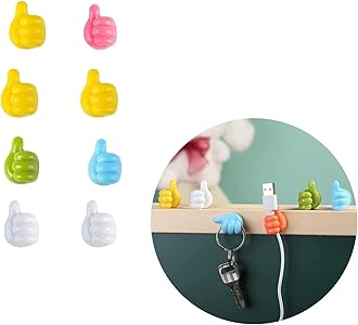 Self Adhesive Multi-Function Silicone Thumb Wall Hooks, Silicone Hooks Desk Wire Management Wall Storage, Hooks for Toothbrush Holder, Belt, hat, Makeup Brush, Home, Office (8pcs)