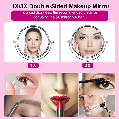 Makeup Mirror 1X 3X Two-Sided Magnifying Mirror Adjustable Vanity Mirror 360° Swivel Table Top Vanity Mirror 6 Inch Hd Vanity Mirror Desk Countertop Mirror Shaving Makeup Mirror (1Pcs 6Inch) #TOP3