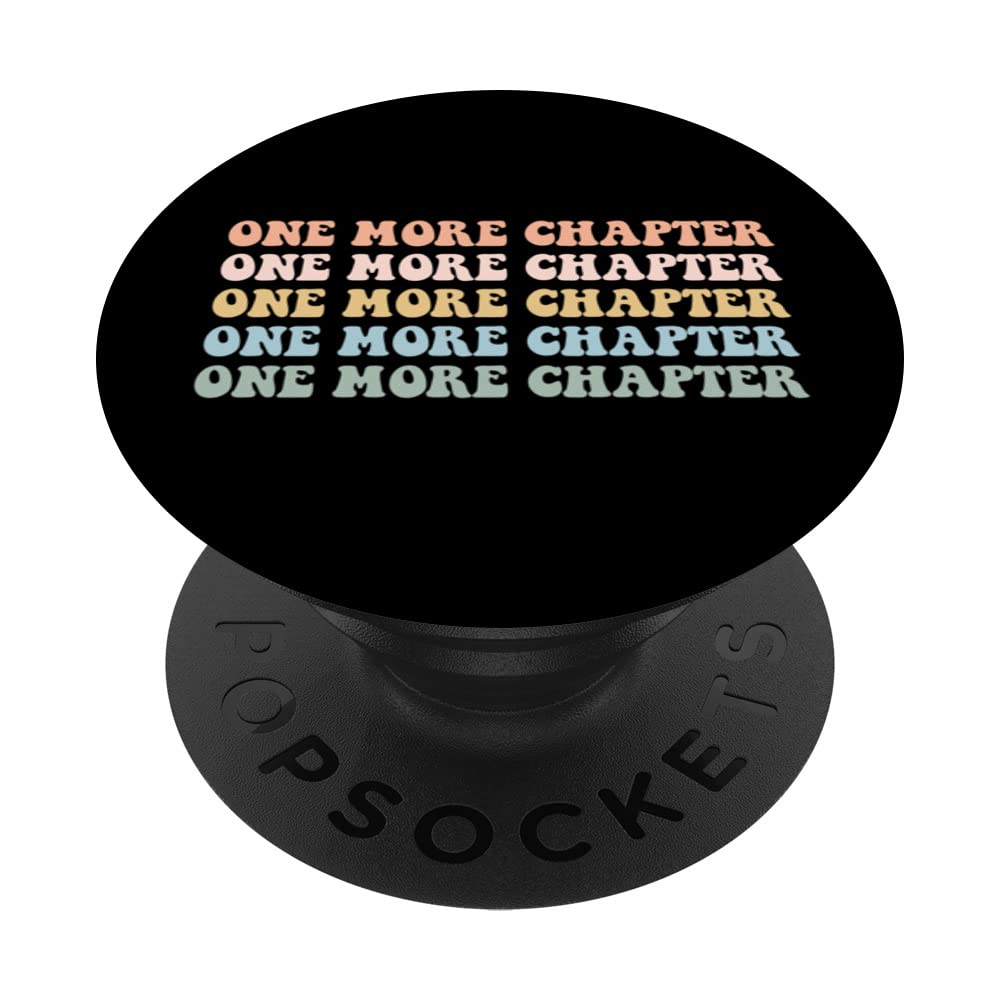One More Chapter Bookish Funny Reading Retro Librarian Nerd PopSockets Swappable PopGrip, Black