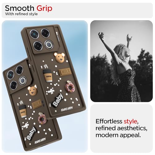 Image of Pikkme Back Cover for Infinix GT 20 Pro 5G | Cute Fun Cartoon 3D Bear Silicone Full Body Protection Bumper Case (Brown)