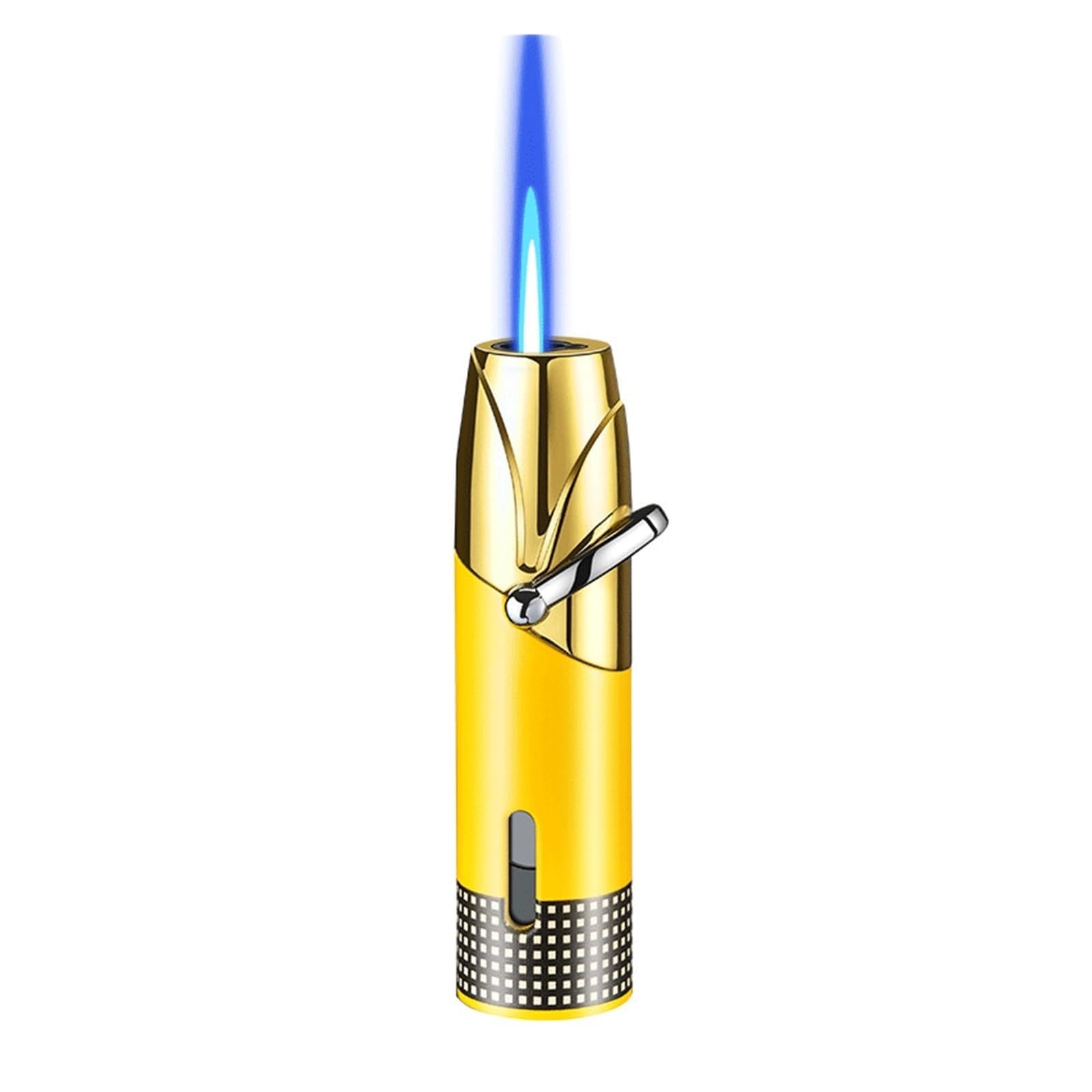 Encendedores portátiles de metal resistentes al viento, soplete de butano, llama recargable y ajustable, ideal para uso al aire libre y camping