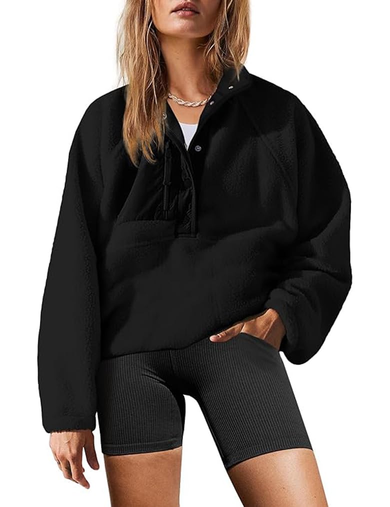 aoang Womens Oversized Sherpa Jacket Fuzzy Fleece Teddy Coat with Pockets Colorblock S-XL-picture-50
