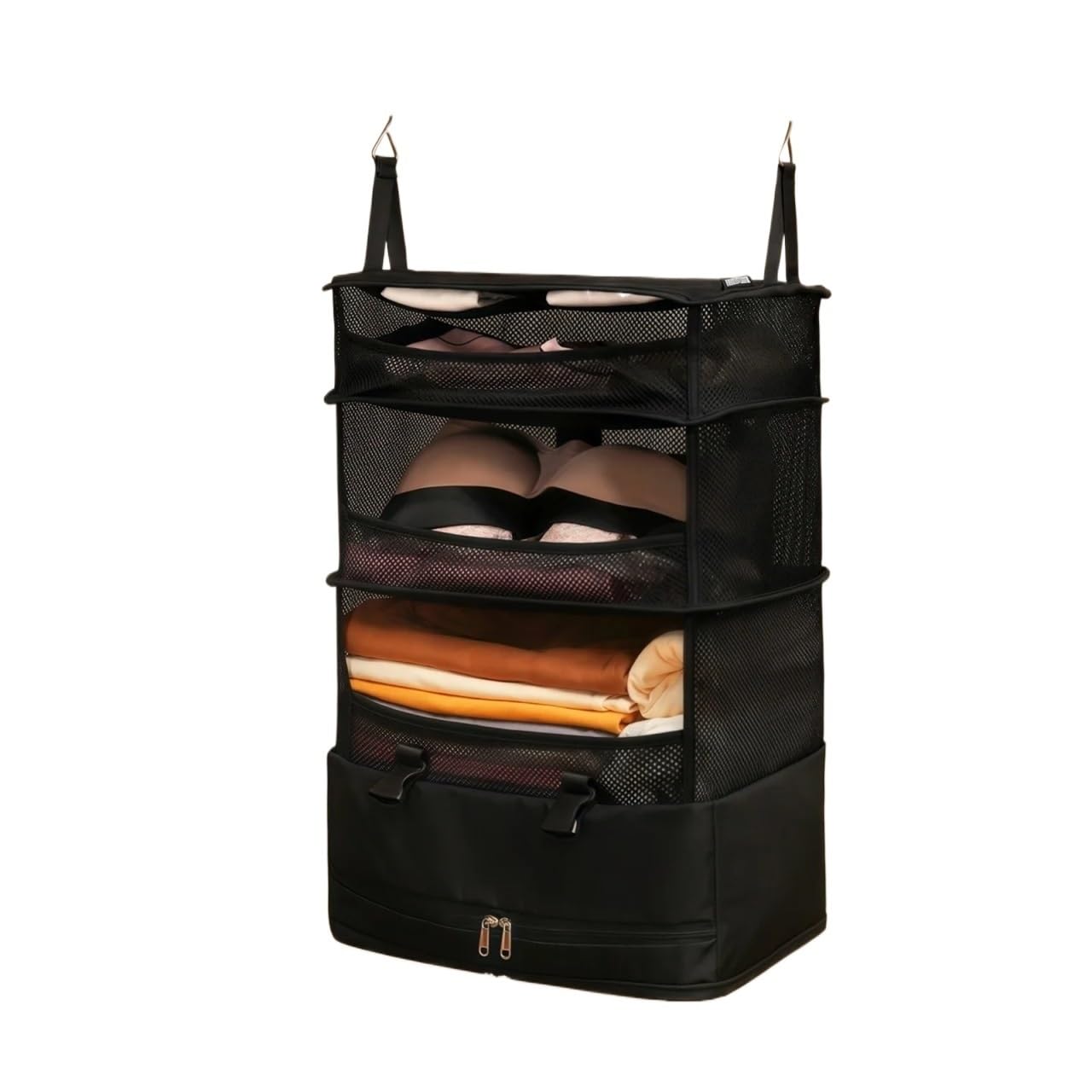 1pc 3-Layer Hanging Storage Bag, Multifunctional Organizer for Clothes & Home Goods(Black)