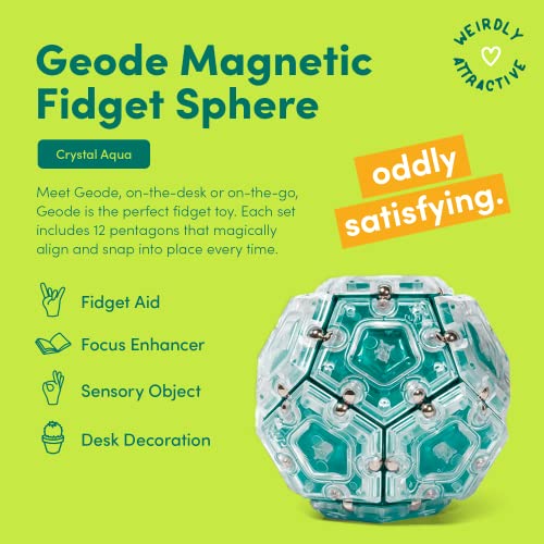 Speks-Geode-Magnetic-Fidget-Sphere-Pentagons-12-Piece-Set-Aqua-Fun-Desk-Toy-for-Adults